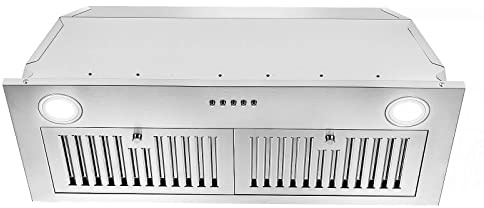 Zomagas Range Hood Insert 30 inch,Stainless Steel Kitchen Vent Hood 600CFM,Built-in Kitchen Stove Hood w/Front Button Controls and Front LED Lights,Baffle Filters,Ducted/ductless Convertible Duct