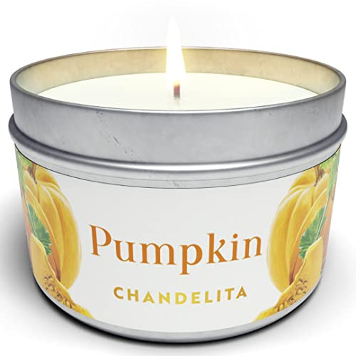 Chandelita Duftkerze Pumpkin mit Zimt für Entspannung & Meditation – Handgemachte Kürbis Duftkerzen aus Sojawachs – Vegane Kerze mit Ätherischen Ölen – Pumpkin Spice Candle – Kerze Kürbis