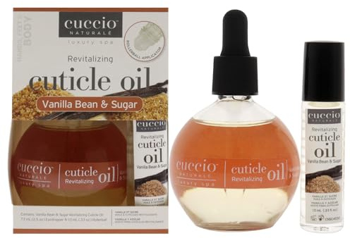 Cuccio Naturale Revitalizing Cuticle Oil Duo Pack - Vanilla Bean & Sugar - 68ml (2.3oz) & 10ml Roll-on