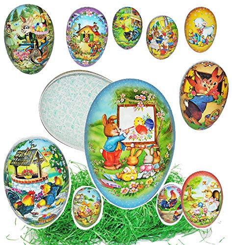 alles-meine.de GmbH 10 Stück Ostereier/Eier + Ostergras - zum Befüllen Größe & Anzahl frei wählbar 9 bis 36 cm - Hasen - Hasen Küken Blumen einfarbig Uni Sprenkel Hühnere..
