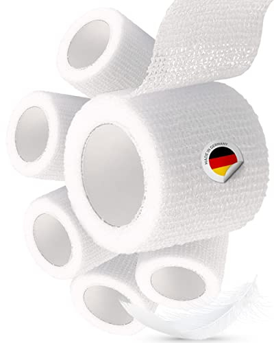 6x 4 cm breite Haftbinde 4m elastische selbsthaftend kohäsive Fixierbinde Verband Binde selbstklebend, Schnellverband