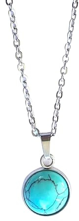 ASTER ALHELÍ Halskette Damen mit Naturstein - Edelstahlkette Silberfarben mit Steinanhänger - Schutzamulett - Originelles Geschenk für Frauen