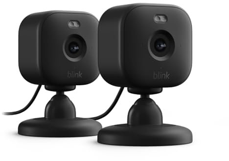 Blink Mini 2 – Plug-in smart security camera, HD night view in colour, built-in spotlight, two-way audio, motion detection, works with Alexa — 2 cameras (Black)