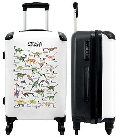 NoBoringSuitcases.com® Kindertrolley Jungen Koffer Carry on Luggage Suitcases Geschenk - Dino - Alphabet - Buchstaben - 67x43x25cm