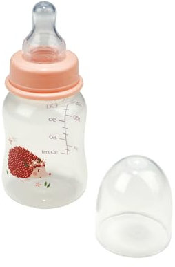 Bébé Douceur, Biberon collo stretto con tettarella flusso variabile in silicone, 125 ml, riccio magico