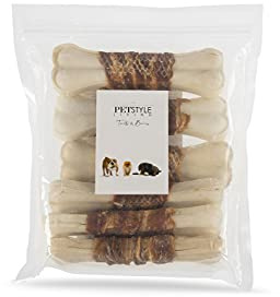 Petstyle Living Gepresste Kauknochen mit Ente - Hundesnack - 6 Stück - 16cm