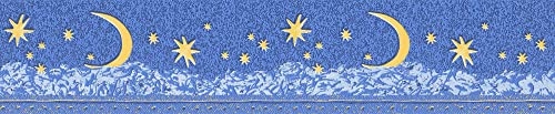 BRICOFLOR Frise papier peint bleu étoile & lune chambre enfant Frise tapisserie ciel étoilé bleu chambre bébé Frise murale enfant ciel & étoile