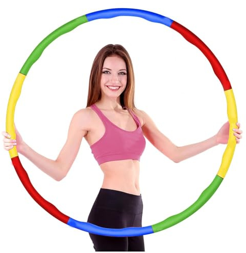 PEBBLE HUG Plastic Hoola Hoop, 8 Interlocked Pcs Hula Hoop, Exercise Ring for Fitness Indoor Outdoor Sports, Exercise Hula Hoop for Fitness Gymnastics, Dance, Pet Training (4 Pcs)