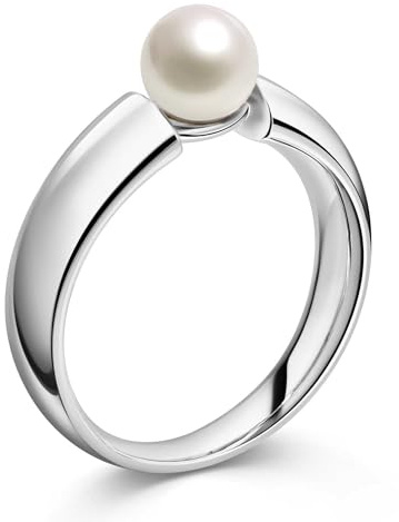 MATERIA Damen Ring Solitär 925 Silber mit Perle weiß rhodiniert inklusive Ringbox #SR-98