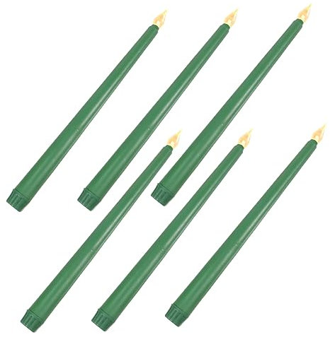 Yardenfun 6St farbige Kerzenlichter Kerzenlampe flammenlose Batteriekerzen geführte flammenlose Stabkerzen Kegelkerzenhalter Kerzenständer weihnachtliche flammenlose kerzendekoration blinkt