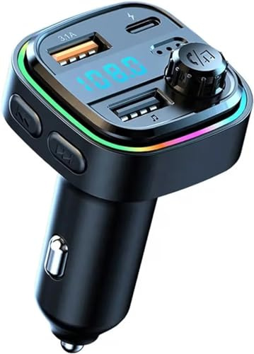 SDMAX Bluetooth Adapter for Car, Car MP3 Player, Bluetooth FM Transmitter, Wireless Bluetooth Car Adapter, LED Display, Hands-Free Calling, USB Charging