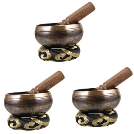 Toyvian 3sätze Meditationsklangschale Holzklöppel Handgefertigte Klangschale Für Und Entspannung Für Meditation Und Buddhistische Rituale