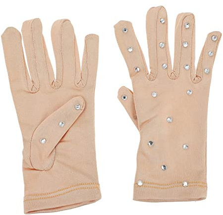 Parliky rutschfeste Damen Tanzhandschuhe Aus Elastischen Fasern Mit Strass Für Eiskunstlauf Performances Anti Rutsch Funktion Für Auftritte Größem