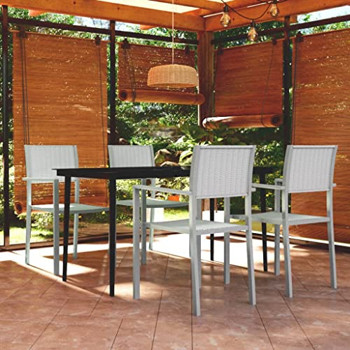 WEMYUFURN 5-TLG. Garten-Essgruppe Weiß, Outdoor-Sitzgruppe, Terrassen-Lounge-Set, Garten-Couchgarnitur - Wetterbeständig, Komfortabel - für Terrasse, Garten und Balkon
