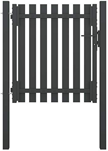 Brokky Garden Fence Gate Steel 1x1.25 m Anthracite,Garden Gates High galvanised wrought iron metal swing gate