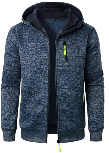 Générique 2024 Sweat à Capuche Homme Zippé Automne Hiver Manches Longues Grande Taille Chaud Veste à Capuche Cardigan Homme Capuche Sportswear Sweat Décontracté Couleur Unie Sweat avec Classique