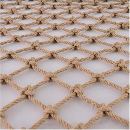 Hanfseilnetz, Kletternetz, Sicherheitsnetz für Geländer, Frachtnetz, Robustes Kletternetz für Spielplatz, Kindersicherheitsnetz, Geländer, Seilnetz, Dekoration, Zaunnetz, 6 mm, gelb, 1 x 5 m