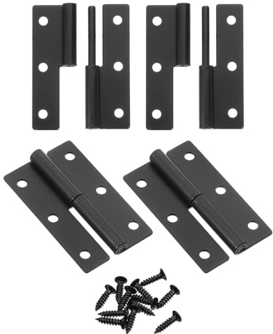 sourcing map 4 Pcs Lift Off Hinge, 2.5 Detachable Lift Off Hinges Left Handed Slip Joint Small Flag Hinges Rising Butt Door Hinges, Black