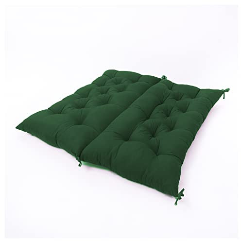 Outdoor Relaxkissen mit Rückenlehne für Gartenbank, dicke Schaukelbank, Auflage für Terrasse, Veranda, Dunkelgrün, 100 x 100 x 8 cm