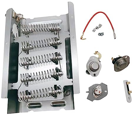 279838 Dryer Heating Element Assembly 3392519 3977393 3387134 | Silver Abs Stainless Steel Copper Build, Compatible with Multiple Dryer Brands, High Reliability