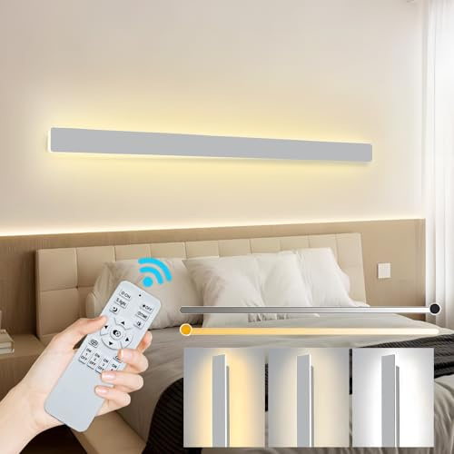 ZTWLEED LED Wandleuchte Innen 100CM,38W Wandlampe Dimmbar mit Fernbedienung | 3000K-6000K,10-100% Helligkeitseinstellung Wandleuchte für Schlafzimmer Wohnzimmer Korridor Treppenhaus, 110-240V,Weiß