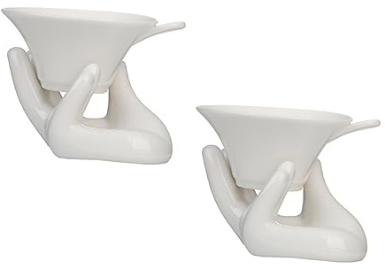 Ciieeo Ensemble De Passoires À Thé En Céramique Avec Support À Main – Passoire À Thé Blanche Filtre À Thé En Porcelaine Pour Le Thé Kung Fu
