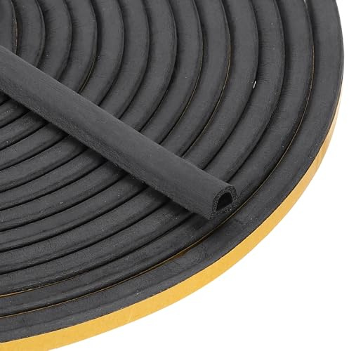 PATIKIL 40 ft D Shape Rubber Seal Strip, Self-Adhesive EPDM Rubber Door Weather Stripping for Boat, RV, Auto, Truck, Marine, Garage Doors/Window, W: 1/3, H: 5/16, Black/Yellow