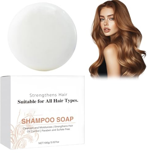 Hppsctink Jabón de champú, 100g Jabón de agua de arroz para el cabello, Jabón de Champú anticaída de agua de Arroz, limpieza del Cabello, nutrición de las Raíces del Cabello, shampoos