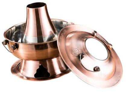 LOVIVER Copper Hot Pot China Copper Chafing Dish Kitchen Accessories Handmade Chinese Traditional Shabu Shabu Pot for Buffets Parties, violet 30CM