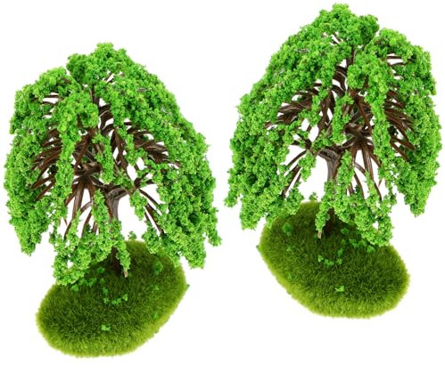 DIYEAH 2 Pièces Modèle d'arbre Arbre Modèle Fausse Mousse Ornements De Jardin De Nains Plantes Feuilles Miniatures Réalistes Solaire Mini Arbres Paysagers Forêt Décor De Bonsaïs Plastique