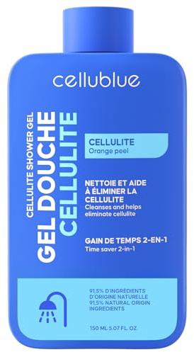 Gel Douche Cellulite Cellublue – Nettoyant 2-en1 naturel, Utilisation facile sous la douche – Optimisé pour la ventouse cellulite – Parfum Monoï