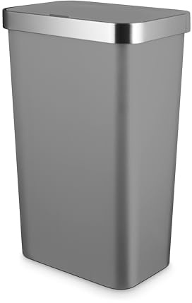 Tower Rectangular ABS Sensor Bin with Bin Liner Retainer Ring, 50L, Grey
