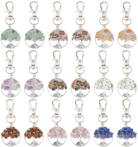 SUPERFINDINGS 18 pz 2 colori Albero della Vita Misto Ciondolo Pietra Preziosa Aragosta fibbia ciondolo Quarzo Rosa Ciondolo Per FAI DA TE gioielli portachiavi fare