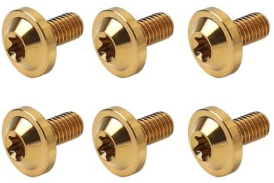 YFUK 6 Stück M5 * 25 mm Linsenkopfschrauben mit Torx-Antrieb, Titanlegierung, Gold