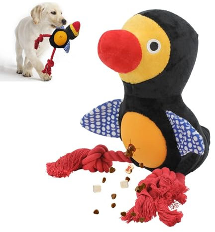JWTEEE Hundespielzeug Welpenspielzeug mit Kauseil, Anti Stress Ente für Hunde - Quietschendes Hundespielzeug für kleine Hunde (Schwarz)