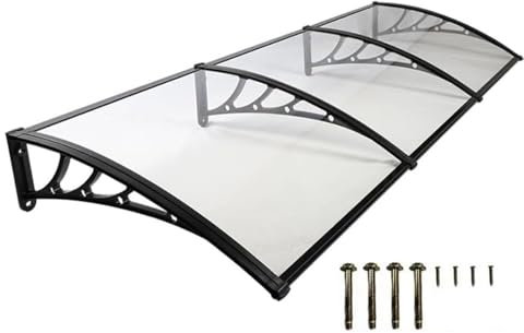 WPWSDWMX Toldo para Patio, Cubierta para Ventana y Puerta contra Lluvia y Nieve, Cubierta de Policarbonato con Marco de Aluminio Negro(White,60 * 400cm/24 * 157in)