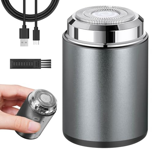 AOOWU Mini Electric Shaver, Maquinilla de Afeitadora Eléctrica para Hombres, Mini Portable Electric Shaver IPX7 Impermeable, USB Afeitadora Recargable, Tamaño de Bolsillo para Viajes