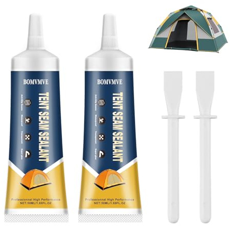 BOMVMVE Nahtdichter für Zelte，Zelt Kleber, PVC Kleber, Neoprenkleber, Lösung Ohne Nähen Wasserdicht Aushärtend Zeltnahtversiegelung, Anwendbar für Zelte, Schlauchboote, Regenmäntel (50ml * 2)