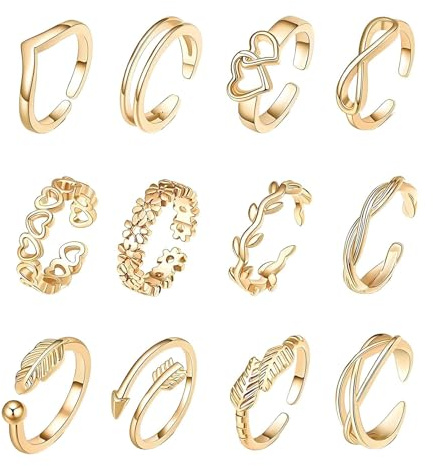 12PCS Gold Toe Rings for Women, Toe Rings for Women Golds, Gold Ring Set