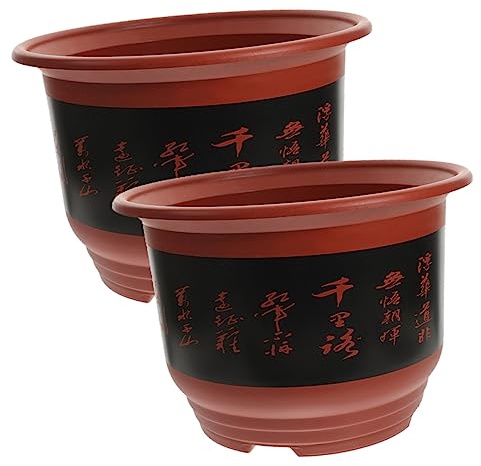 Gatuida 2pcs Plastic Flower Pot for Indoor Plants Brick Red Planters 31.5cm Diameter 22.5cm Height Spring Outdoor Decor Household Nursery Planting Pots