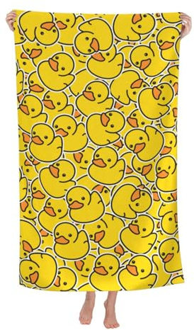 Newhomestyle Asciugamano da spiaggia con anatra gialla, asciugamano da bagno assorbente ad asciugatura rapida, sottile e leggero, per viaggi, yoga, nuoto, spa, 77 x 153 cm