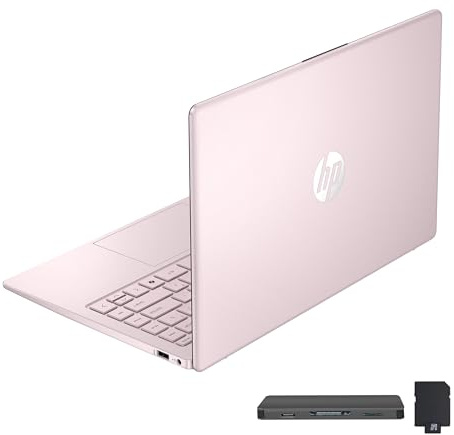 HP Stream 14 HD BrightView Laptop, Intel Celeron N150, 16GB RAM, 288GB Storage (128GB UFS + 160GB Docking Station Set), Intel UHD Graphics, 720p Webcam, Wi-Fi, 1 Year Office 365, Win 11 S, Pink