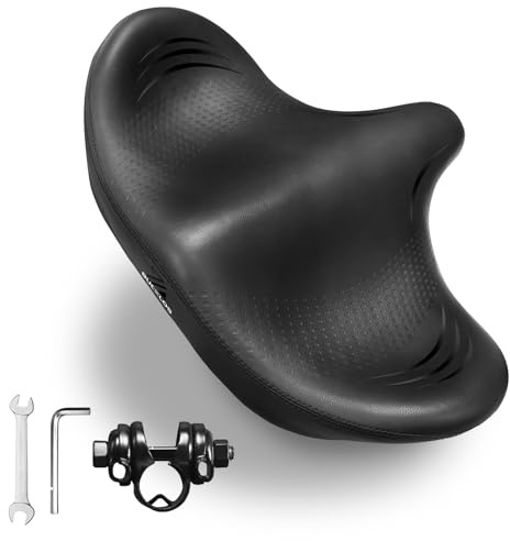 AEYINO Oversized Wide Bike Seat Comfort Bicycl Saddle Cushion for Men and Women,Waterproof Soft Memory Foam Padded Replacement Seats for MTB,Peloton,Mountain,City,Road,Exercise Bikes