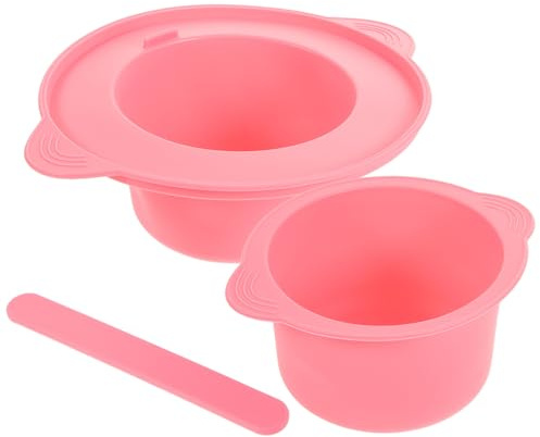 Beaupretty Cuenco de Silicona para Mezclar Mascarillas y Derretir Cera 400 Ml Grande Resistente al Calor Color Rosa con Raspador para Depilación y Suministros de Spa Uso Casero Profesional
