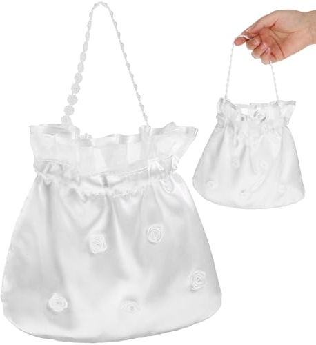 FIXOSHEE Borsa da Sposa 20X21 CM Coulisse Sacchetti per Bomboniere e Gioielli Borsa Compatta per Matrimonio e Damigella d'Onore per Caramelle e Feste
