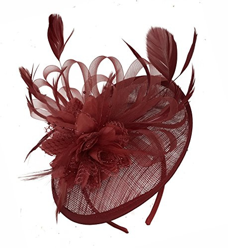 Caprilite Burgundy_ Mix färg Sinamay skiva tefat fascinator hatt för kvinnor bröllop pannband
