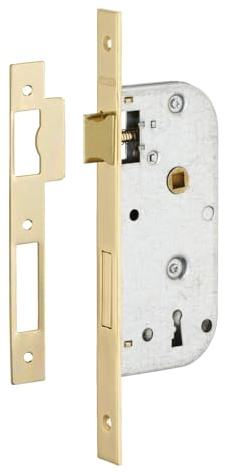 THIRARD - Serrure Encastrable à Clé pour Porte de Chambre - Axe 40 mm - Bouts Carrés - 1 Clé - Gâche Plate en Acier - Demi-Tour Réversible - Verrouillage Efficace - Gris