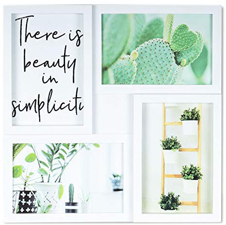 levandeo Bilderrahmen 4 Fotos Weiß Aufsteller Fotogalerie Fotorahmen Bildergalerie Fotocollage Collage Bildercollage Glasscheibe Tischdeko