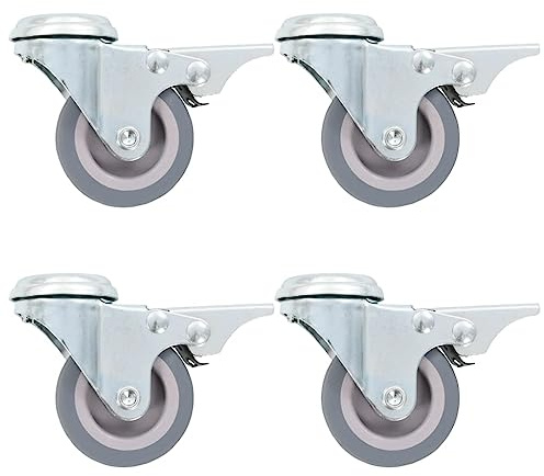 vidaXL 4x Lenkrolle mit Bolzenloch Bremsen Transportrollen Laufrollen Möbelrollen Bockrollen Schwerlastrollen Gummirollen Rolle 50 mm Tragkraft 140 kg
