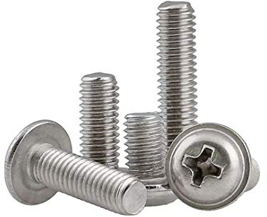 BOZONLI Linsenkopf Schrauben mit Flansch, Edelstahl Flach Kopf Phillips Universalschrauben Blechschrauben, M2*4mm,50 Stück